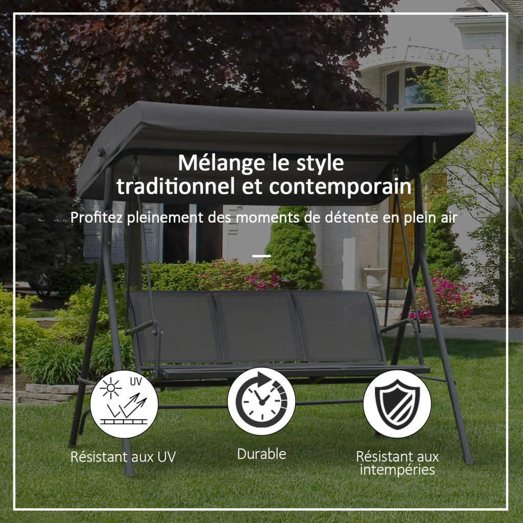 Amaca da Giardino 3 Posti ¨C Zephmum ¨C Grigio Tessilene Acciaio