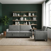 Set di Divani con Storage 2 pz Grigio Scuro Poliestere 3429247