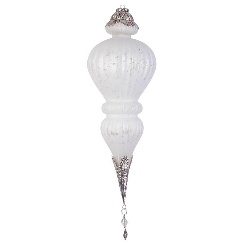 Pendaglio vetro Blaze goccia bianco opaco H37