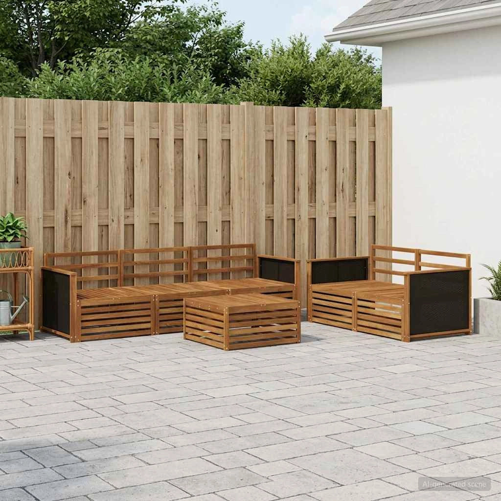 Set di divani da esterno 6 pz Naturale Legno di Acacia Massello 3383012