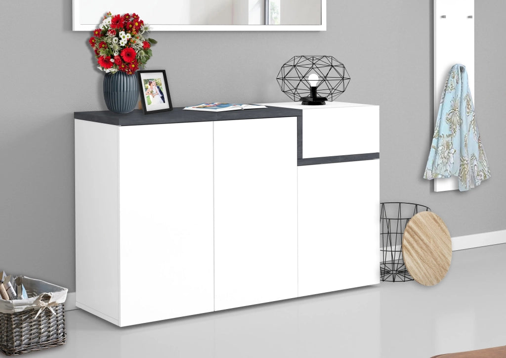 Mobile ZET L 120 x H 80.1 x P 40 cm bianco lucido e grigio ardesia