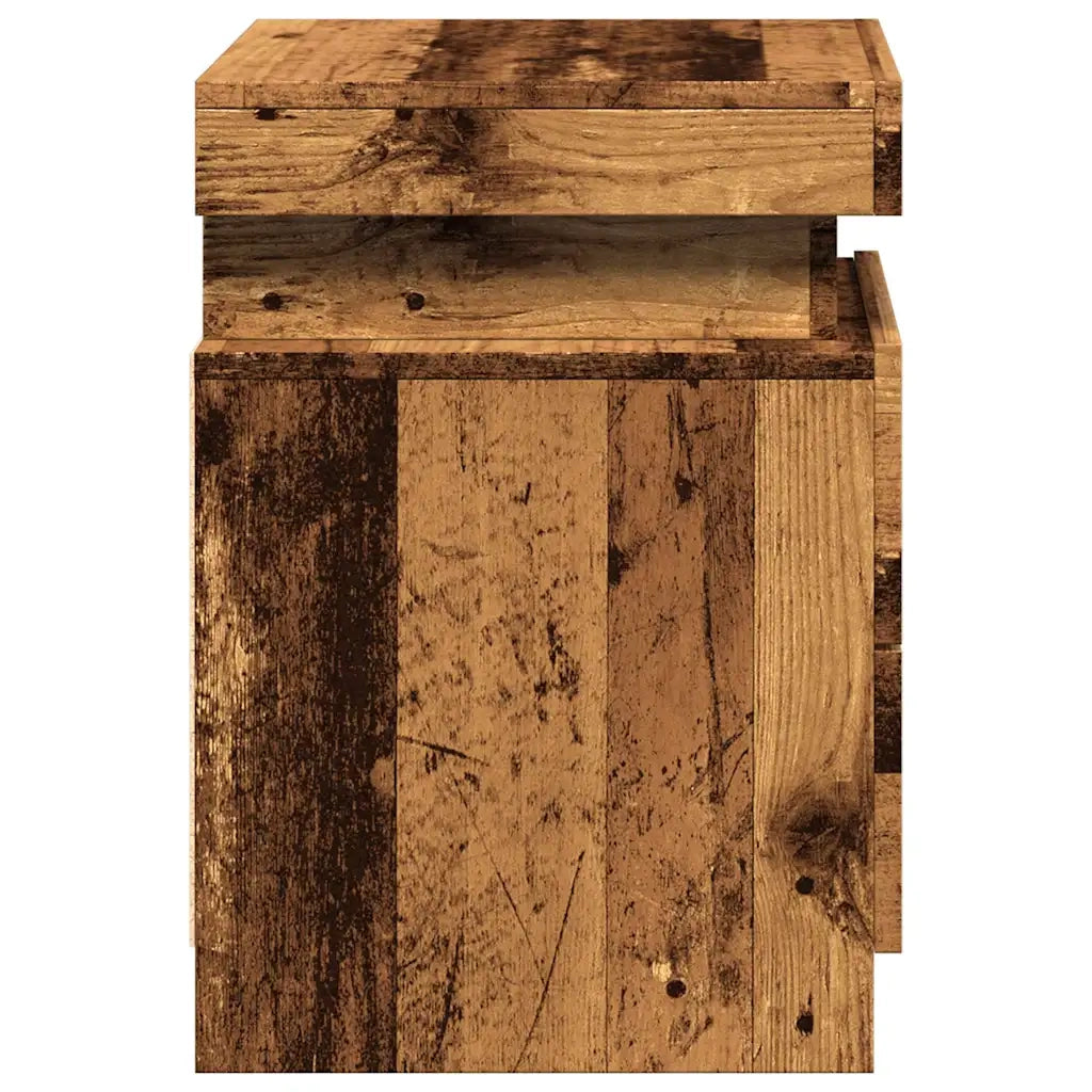 Comodino con LED-Tavolino da notte Legno Antico 35x39x55 cm in Truciolato