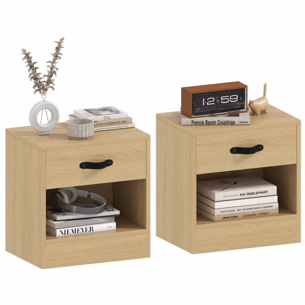 Set 2 Comodini con Cassetto ¨C Xylo ¨C Legno Naturale 39x28x41 cm