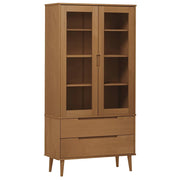 Vetrina in stile scandinavo con ampio spazio di archiviazione 90 x 35 x 175 cm realizzata in legno massello di pino marrone 02_0057607
