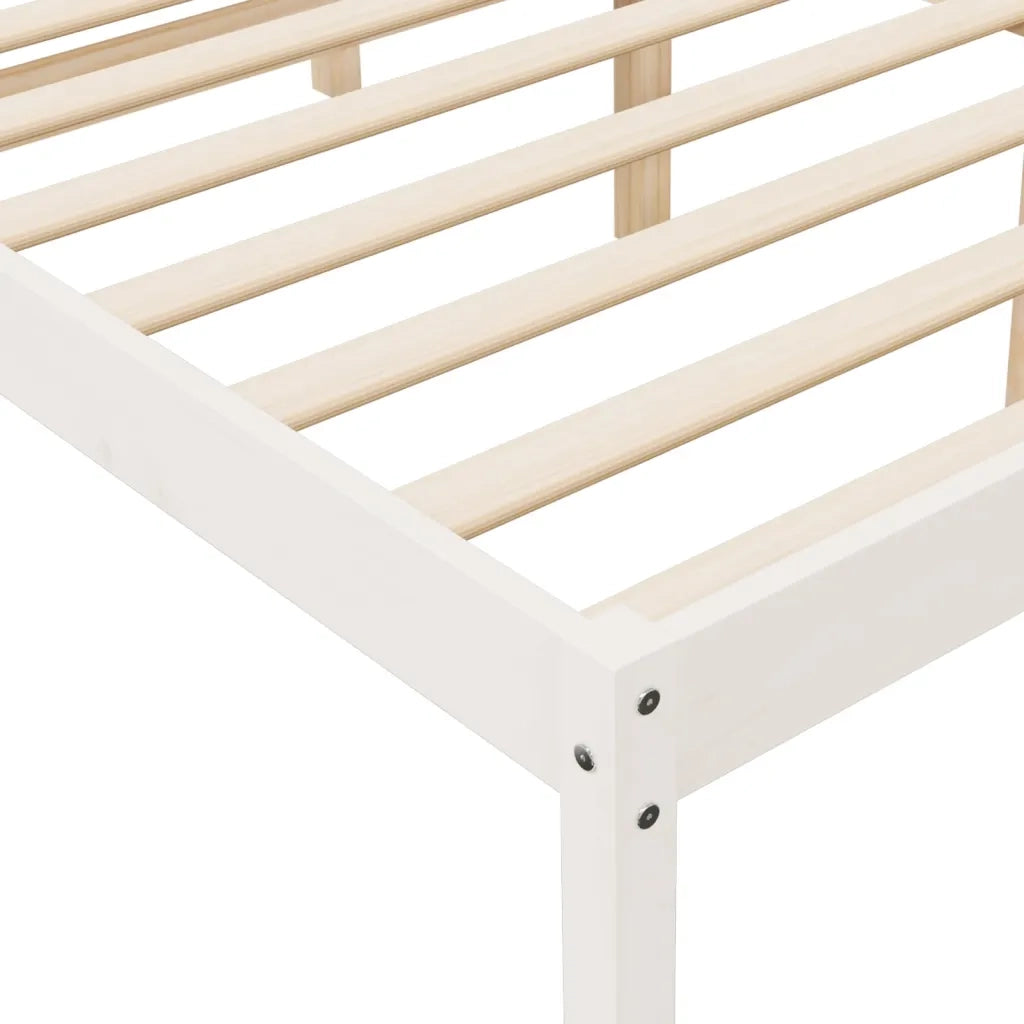 Letto per Anziani Bianco 200x200 cm in Legno Massello di Pino 810635