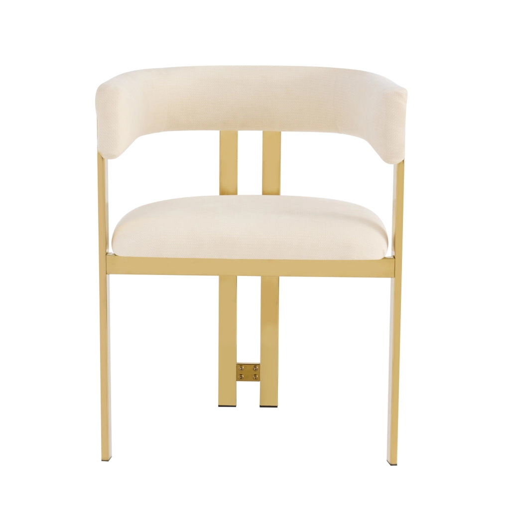 Set di 2 sedie da pranzo in ciniglia beige e oro