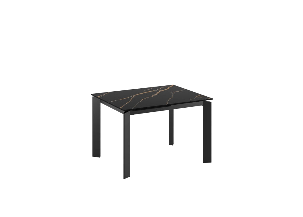 Tavolo Allungabile Frame 80x120-170x75 cm Top in Ceramica Marmo Portoro Nero Opaco