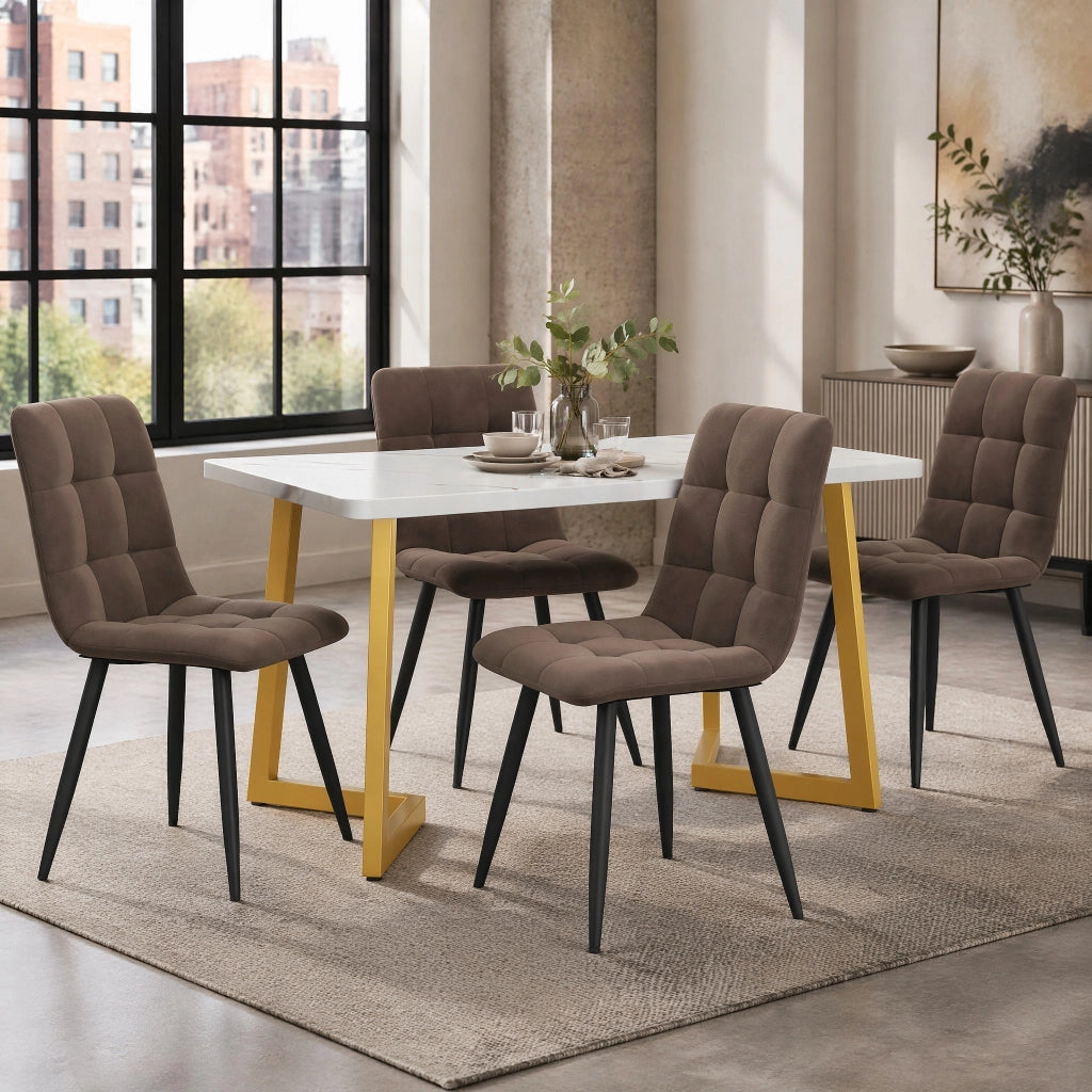 Set tavolo da pranzo con 4 sedie 117x68x75 cm in MDF marrone