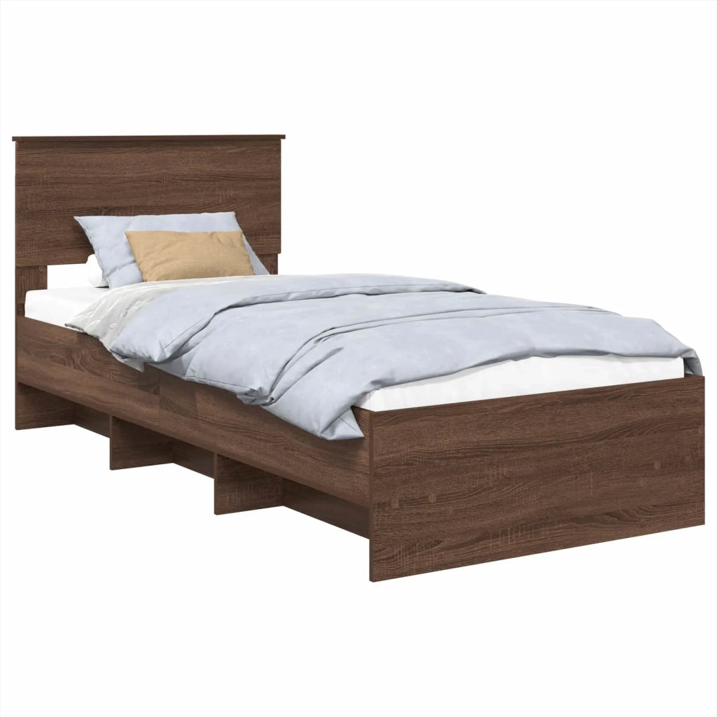 Letto singolo | Letto per adulti | Struttura del letto con testiera Rovere Marrone 80 x 200 cm
