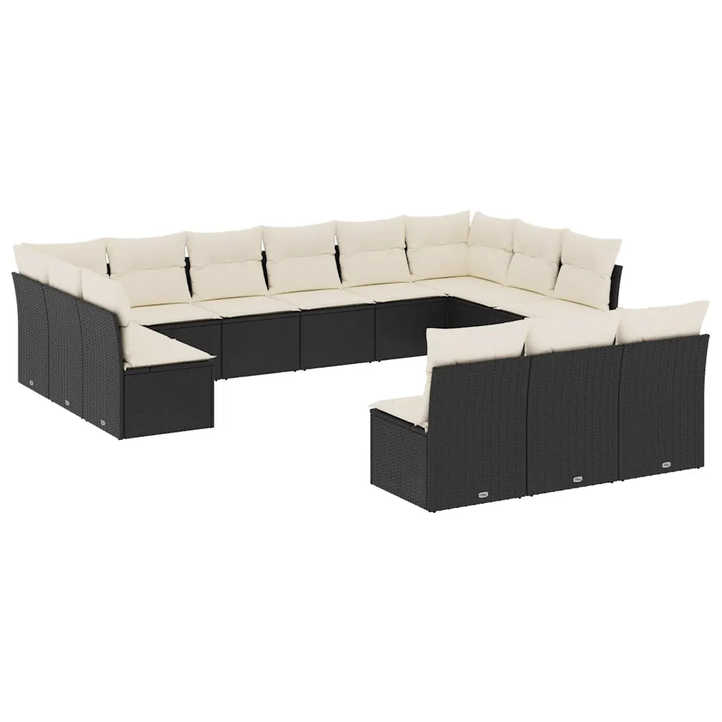 Set Divani da Giardino 13pz con Cuscini Nero in Polyrattan 3250225