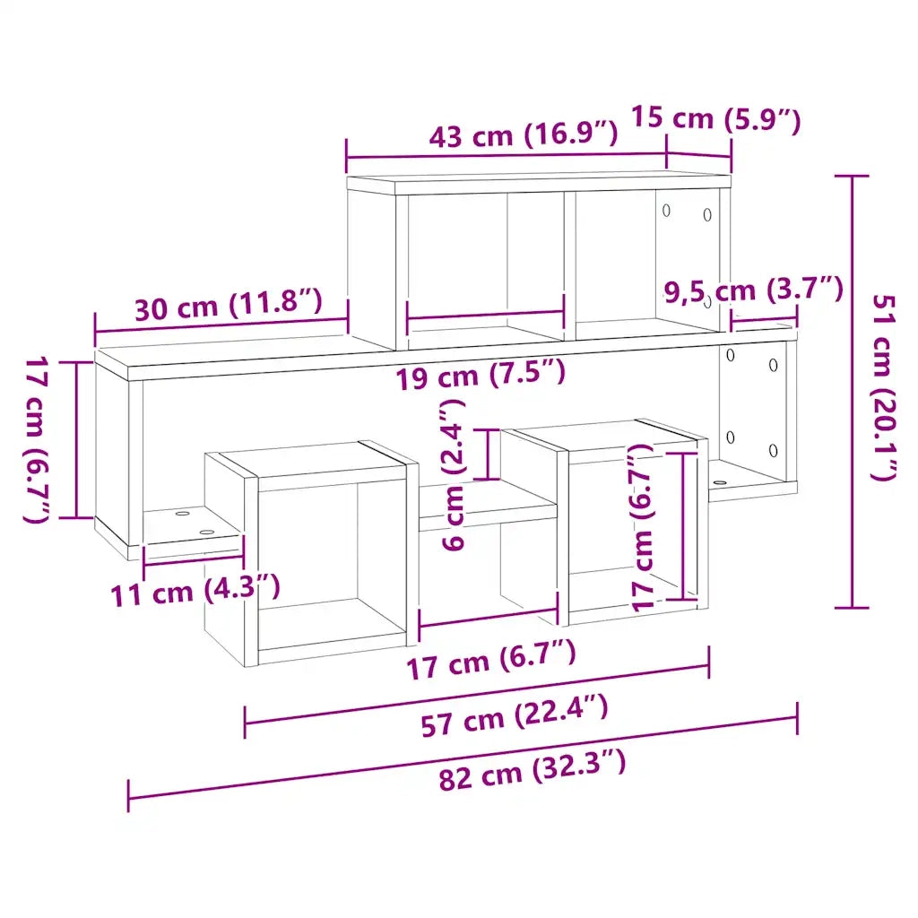Scaffale Parete Auto Rovere Sonoma 82x15x51cm Legno Multistrato 807253