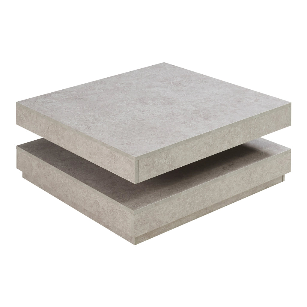 Tavolino da Caffè Florenz con Piano Girevole per Salotto Soggiorno 76 x 76 x 38 cm - Effetto Cemento Chiaro [en.casa]