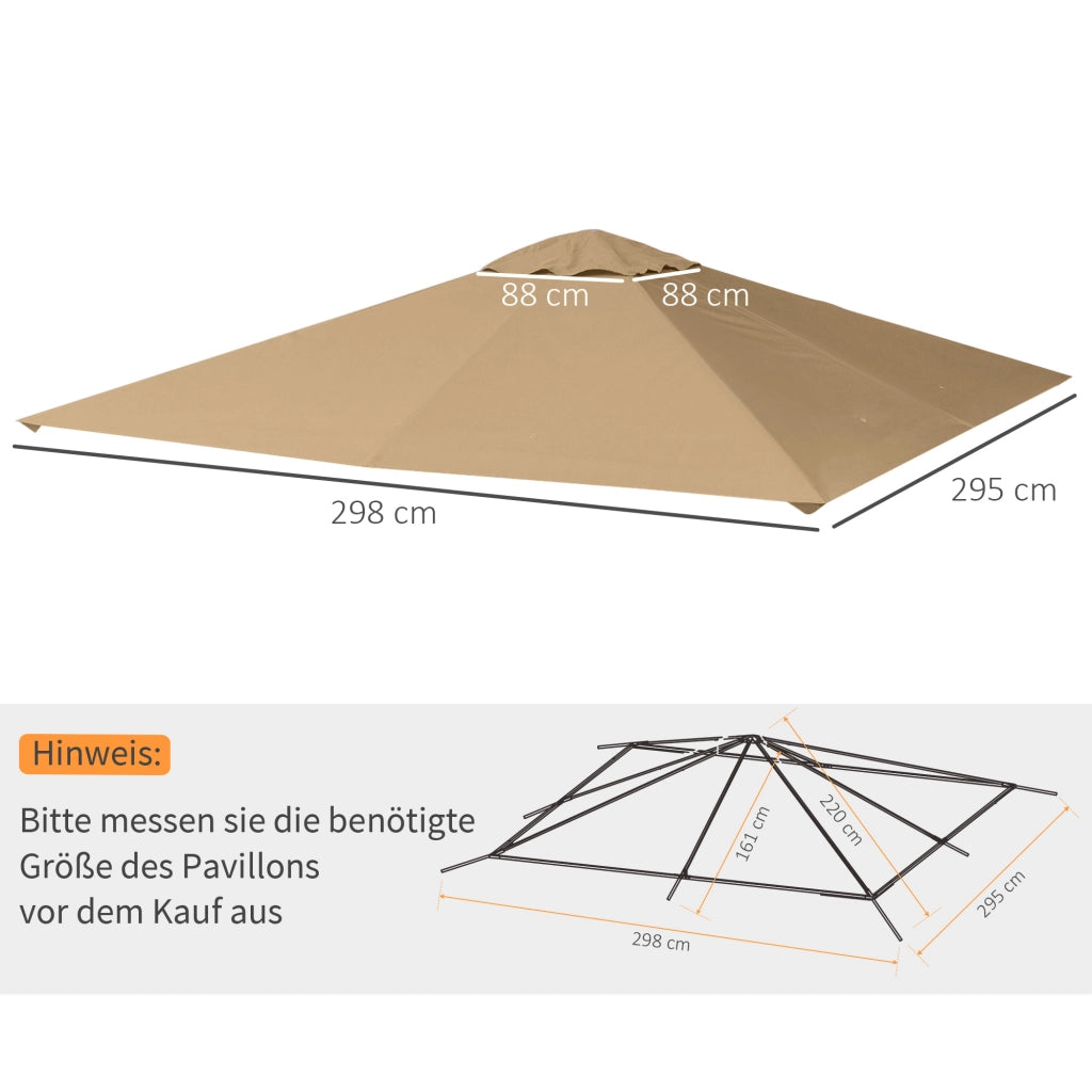 TELO Tetto di ricambio per gazebo 298x295 cm Poliestere Beige