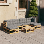 Set Divani da Giardino 7 pz con Cuscini Legno Massello di Pino cod mxl 44917