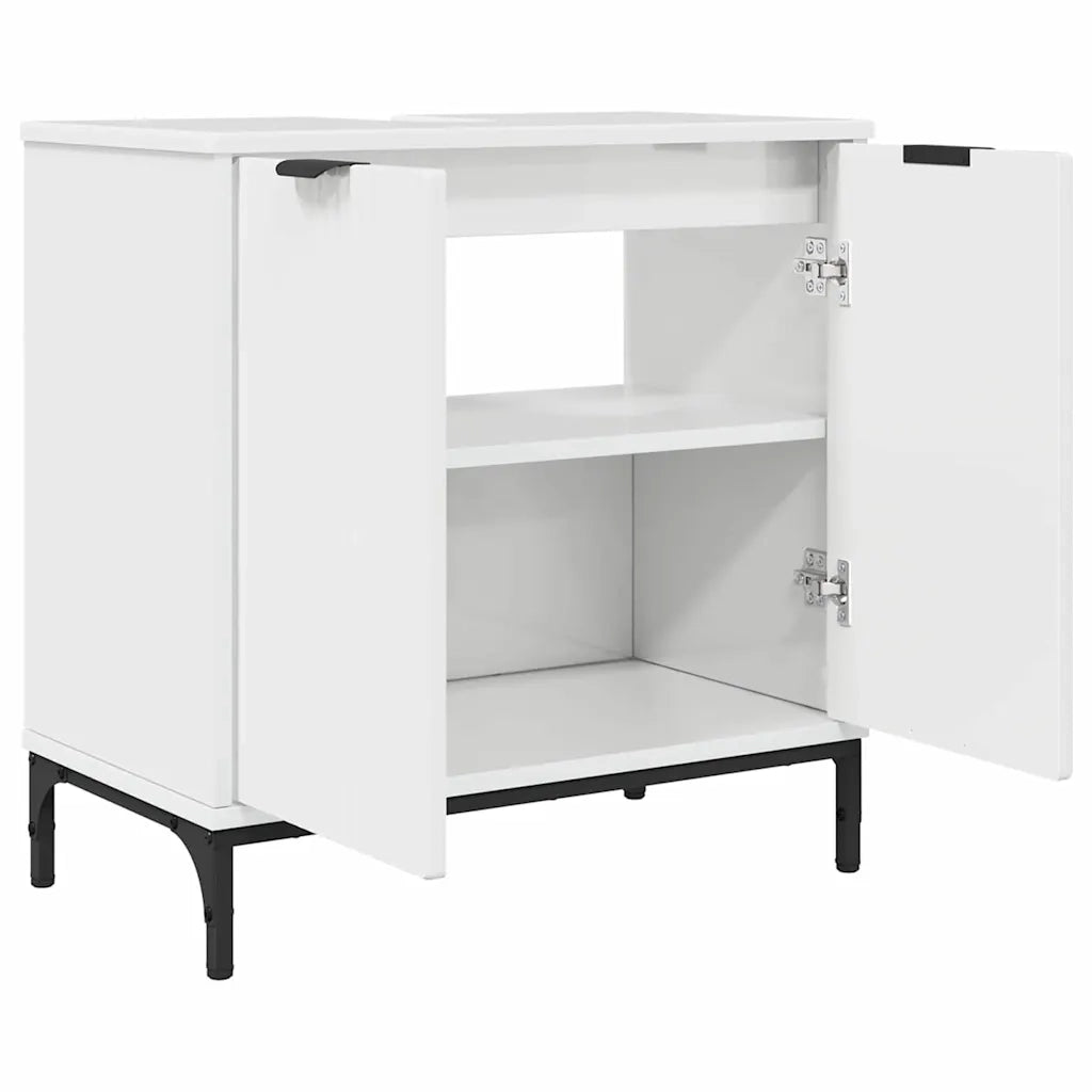 Set di mobili per il bagno con cassetto 2 pcs Bianco Lucido