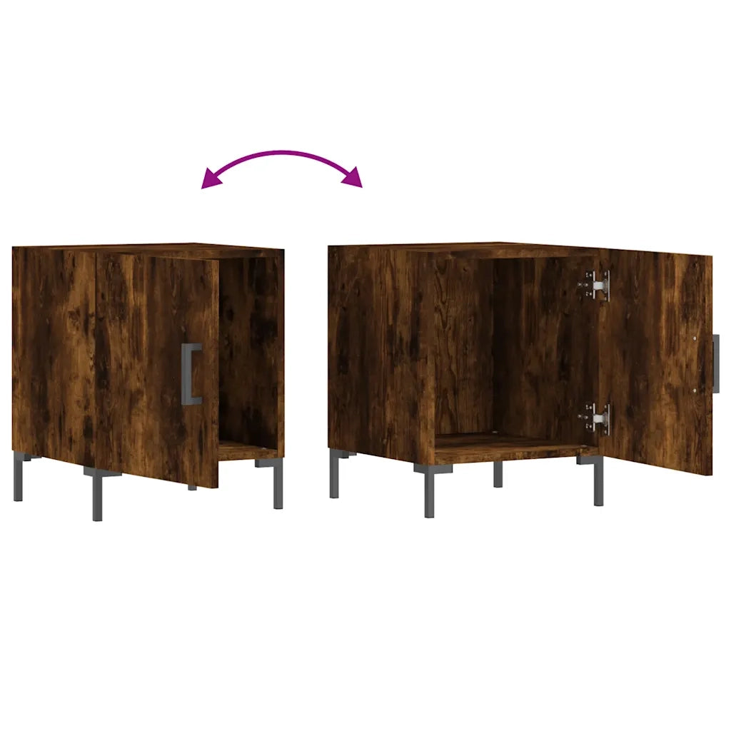 Set di 2 Comodini | Armadio da Notte | Mobiletto da notte Rovere Fumo 40x40x50 cm in Legno Multistrato