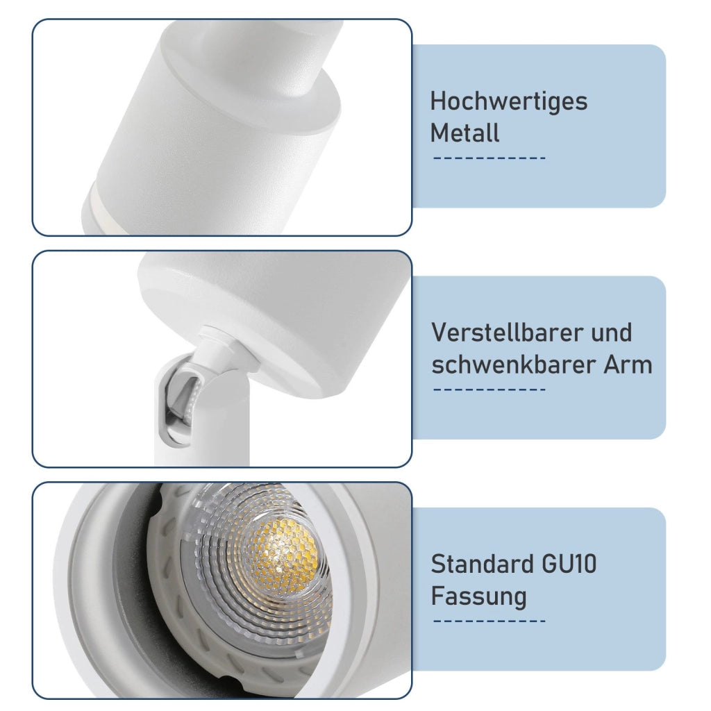 ZMH Faretto da soffitto bianchi 5 luci GU10 metallo orientabili moderni per camera letto sala pranzo senza lampadina
