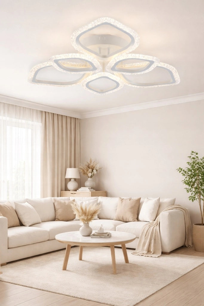 Plafoniera LED 102W 6 luci bianca foglie IP20 Vargo