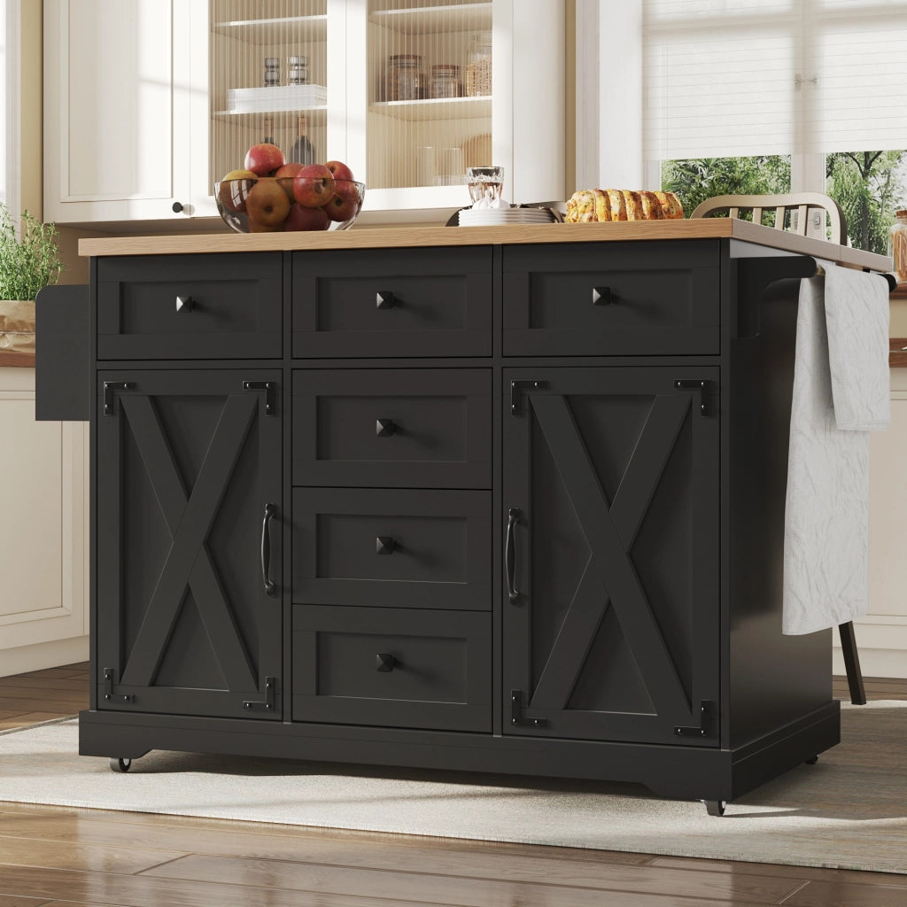 Carrello servitore pieghevole 147x70x93 cm; multifunzionale; in MDF e metallo nero