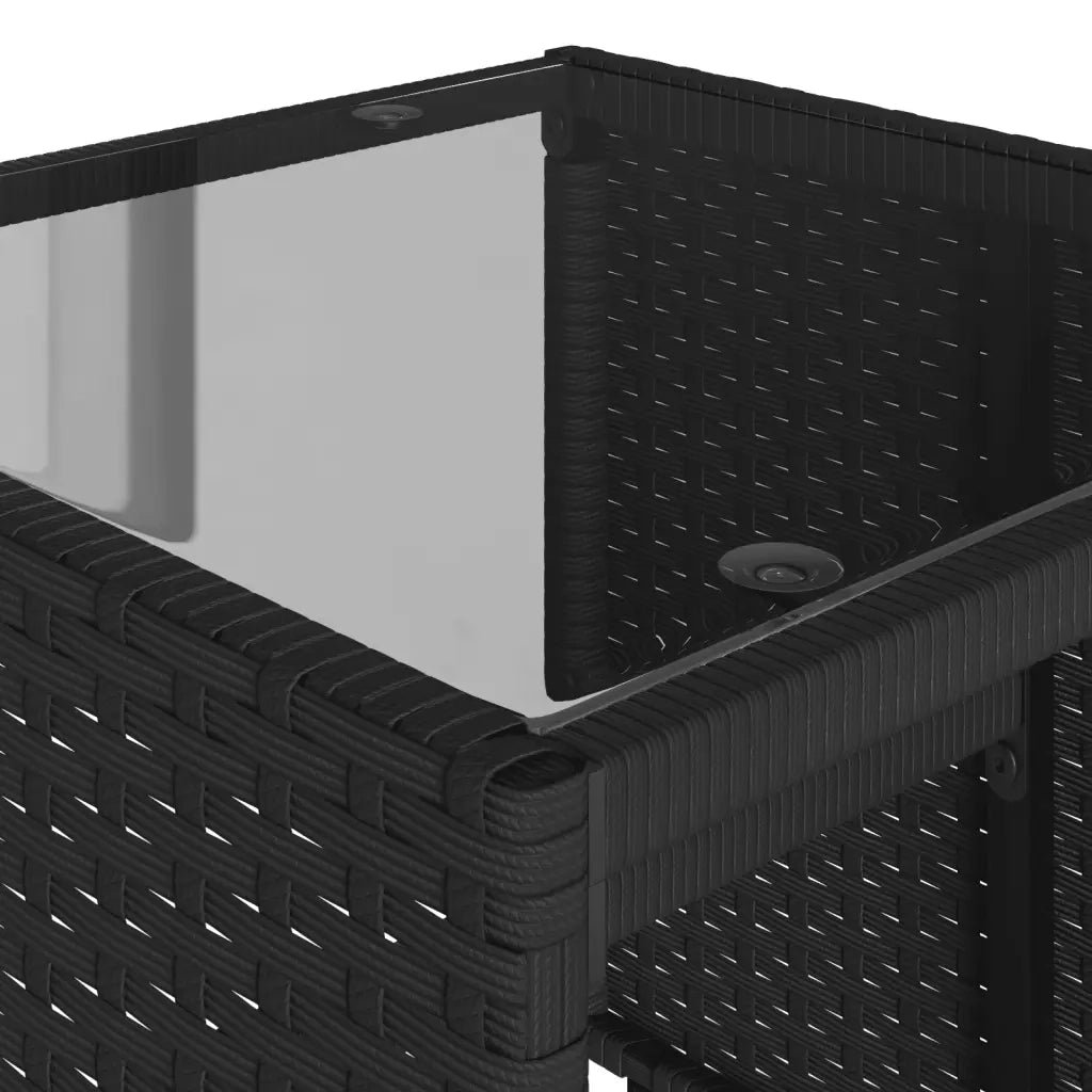Set Divani da Giardino 4 pz | Set Salotto da Giardino con Cuscini Nero in Polyrattan