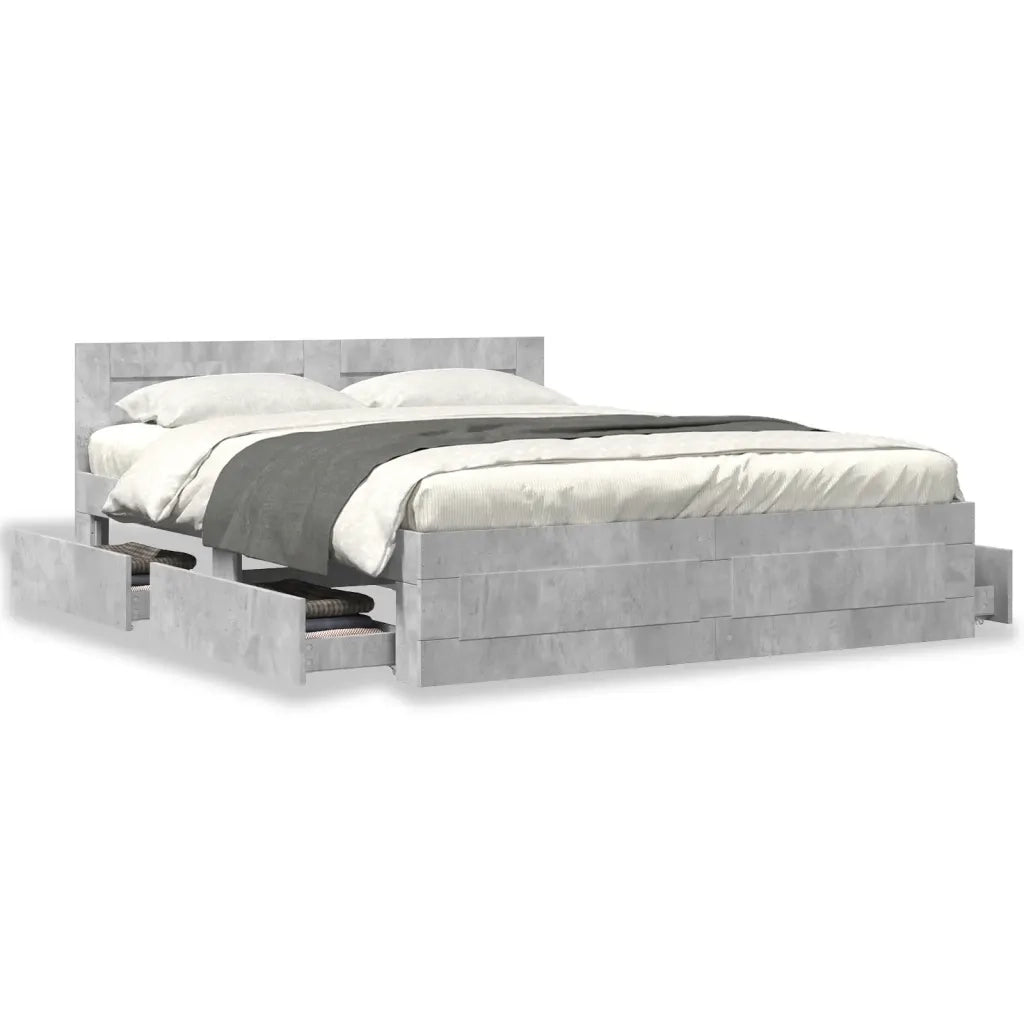Giroletto Testiera Grigio Cemento 150x200 cm Legno Multistrato