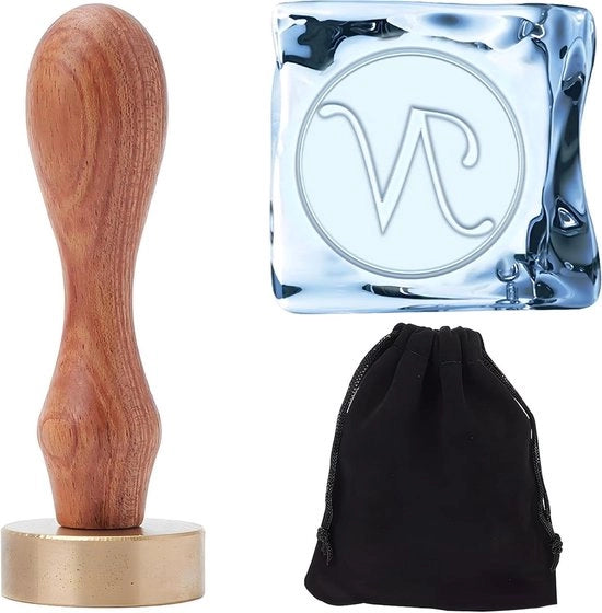 Stempa per ghiaccio con lettere iniziali N 3,5 cm per cocktail mojito bar da matrimonio - stempa per ghiaccio vintage con copertura in ottone e maniglia in legno.