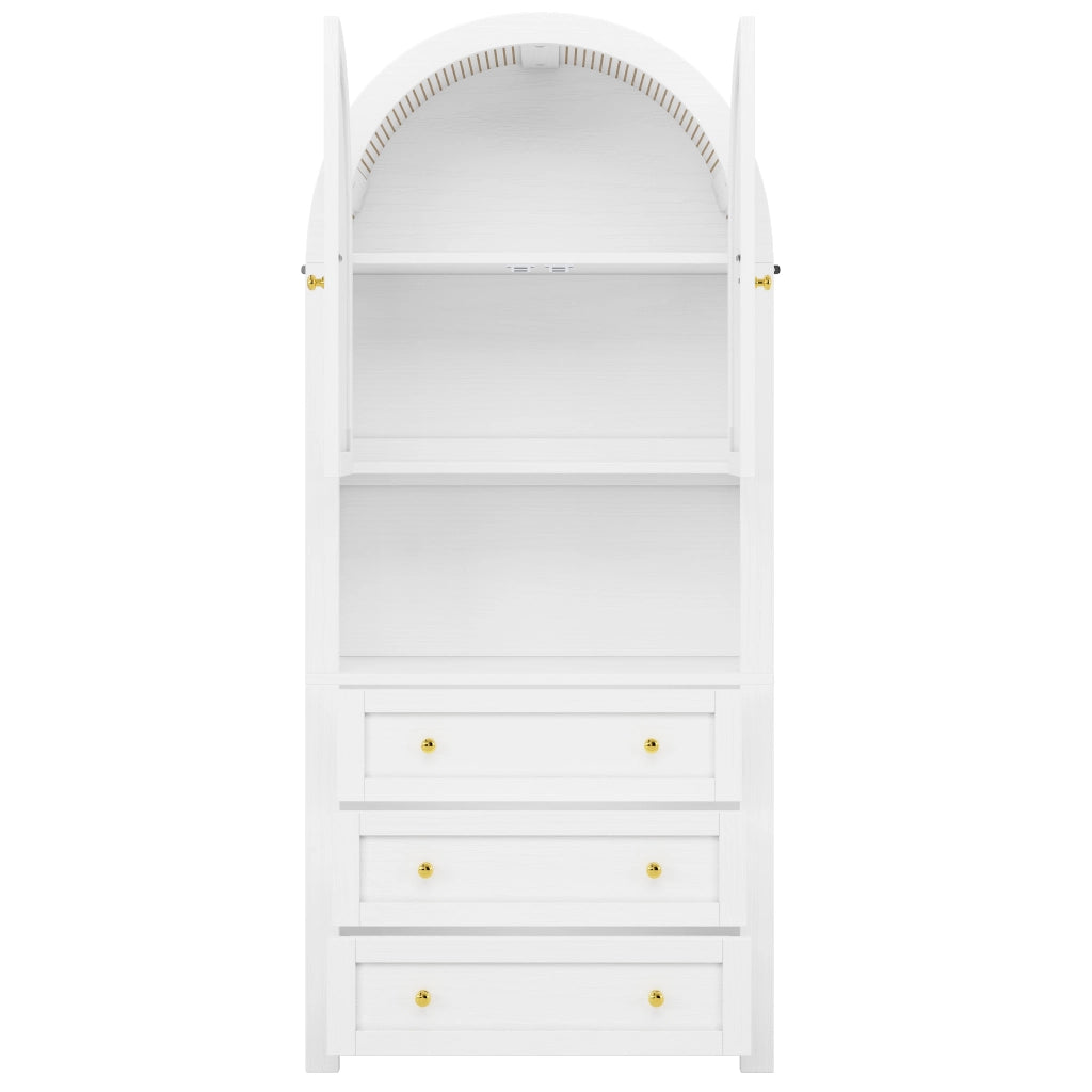 Armadio ad arco alto con cassetti e ante - Zephmum - Per cucina e soggiorno, bianco