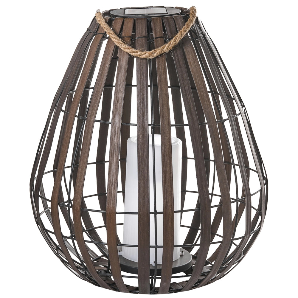 Lanterna solare Marrone scuro Materiale sintetico LED Decorazione interna ed esterna a basso consumo energetico Rustico Boho