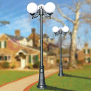 ORIONE ANTRACITE Lampione a 3 luci per Esterno Giardino con sfere globi policarbonato d.25