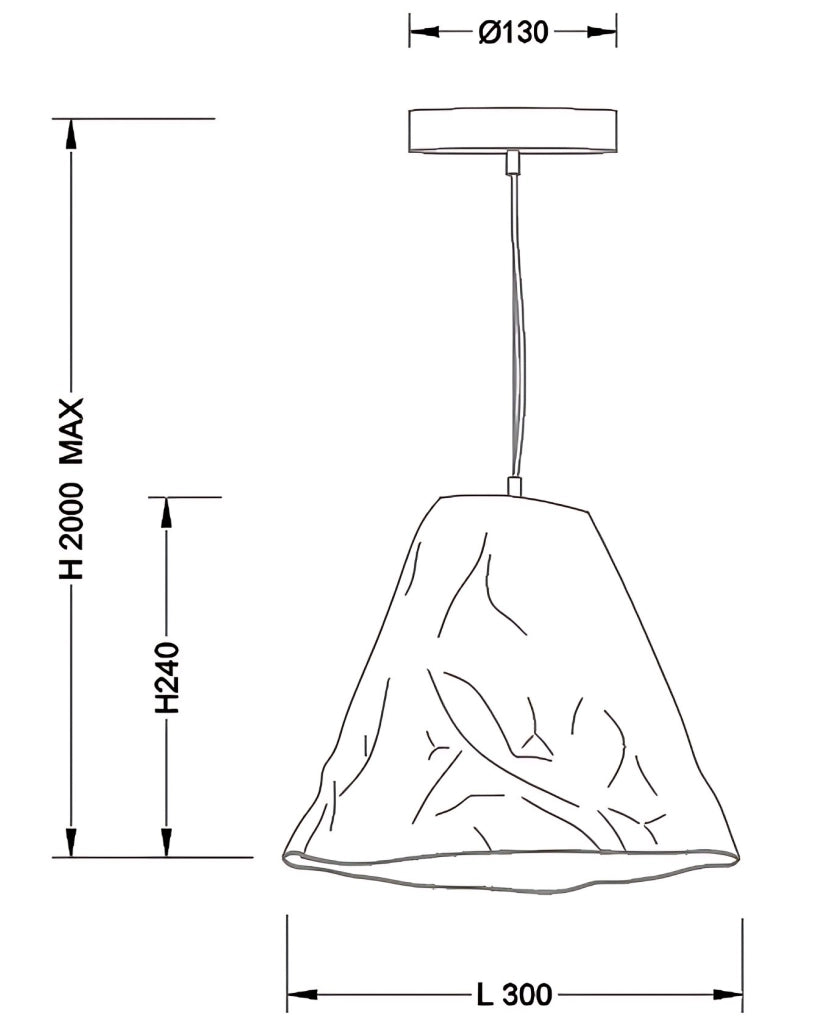Lampada a Sospensione Crumple in Ceramica e Metallo Kaki, Attacco E27, Design Elegante e Moderno, Ideale per Illuminazione d'Interni