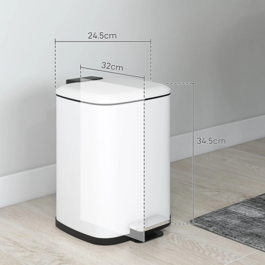 Bidone Immondizia a Pedale 12L ¨C zephmum ¨C Bianco 24.5x32x34.5 cm