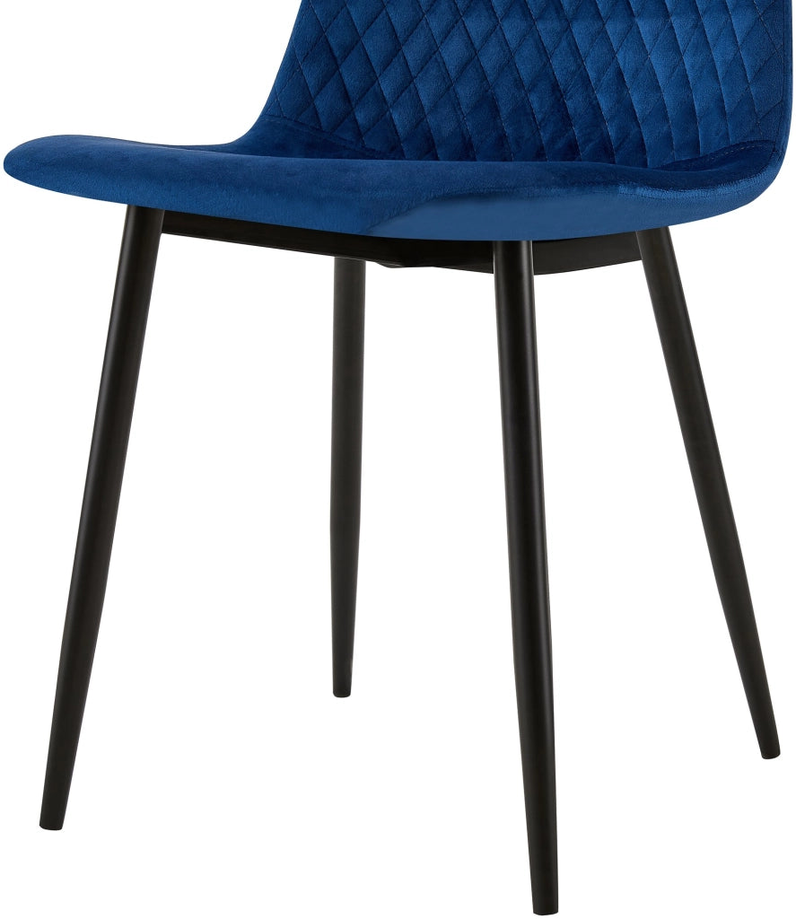 Sedia Giverny con cuciture decorative Velluto,blu