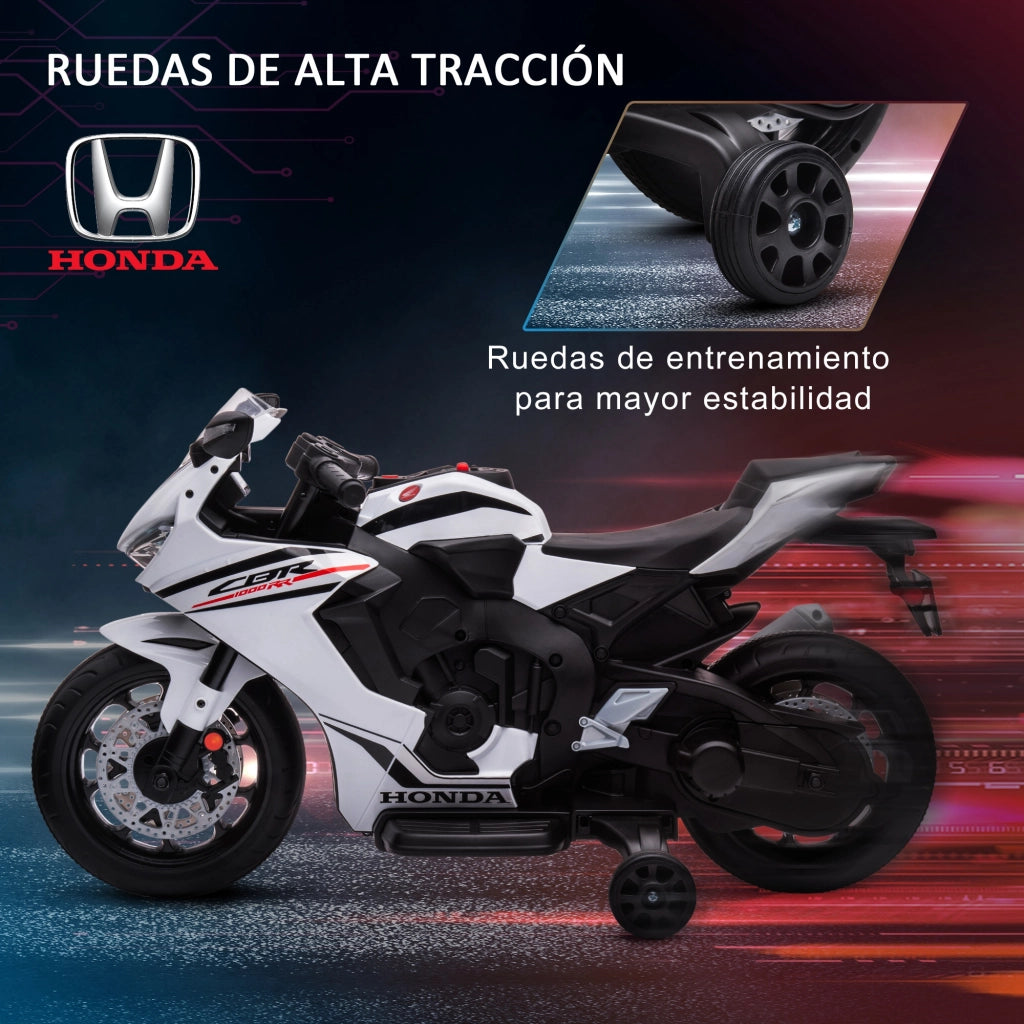 Moto Elettrica Bambini con Faro e Musica ¨C zephmum ¨C 90x44x52 cm Bianco