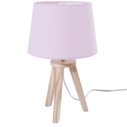 Lampada rosa con base in legno Ø18,5 x H31 cm