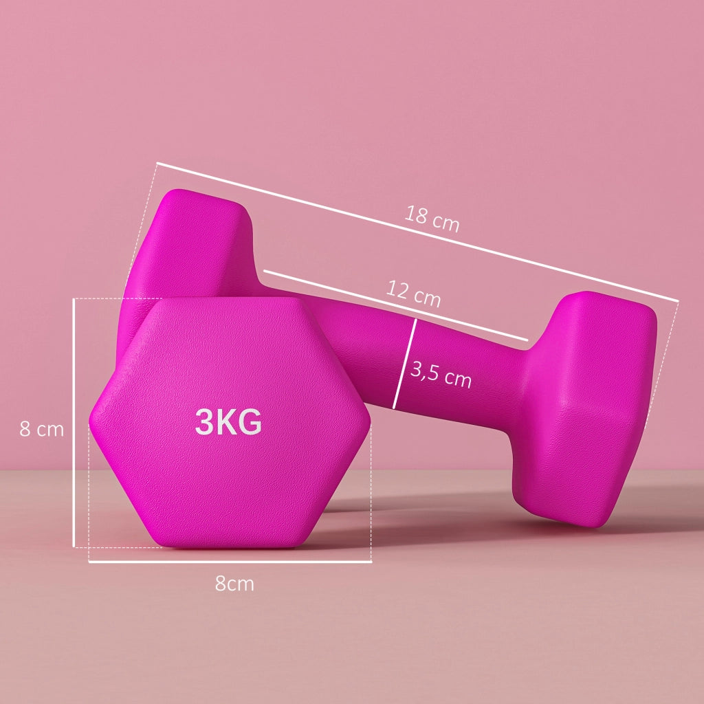 Mancine Esagonali con Impugnatura Antiscivolo ¨C zephmum ¨C 2 Pezzi 3 kg Rosa