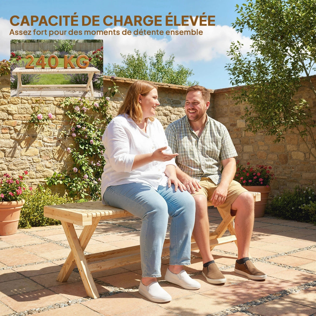 Panchina Giardino in Legno Massello ¨C zephmum ¨C Naturale 140x40x43 cm