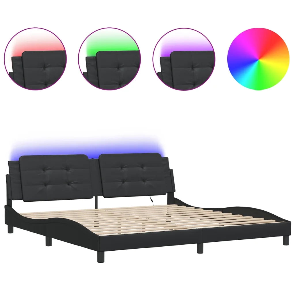 Giroletto con LED senza Materasso Zadar Nero 200x200 cm 3214131