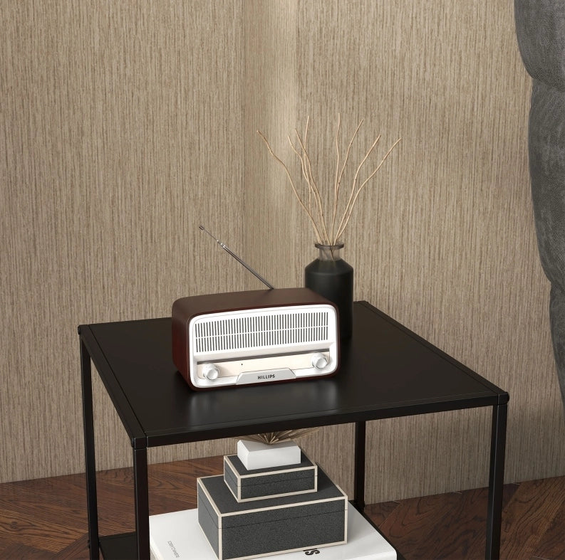 Tavolino 40x40x45 cm con ripiano aperto in acciaio nero