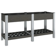 Fioriera | Cassetta per fiori | Vaso Rialzata Giardino con Ripiano Grigia 175x50x75 cm WPC