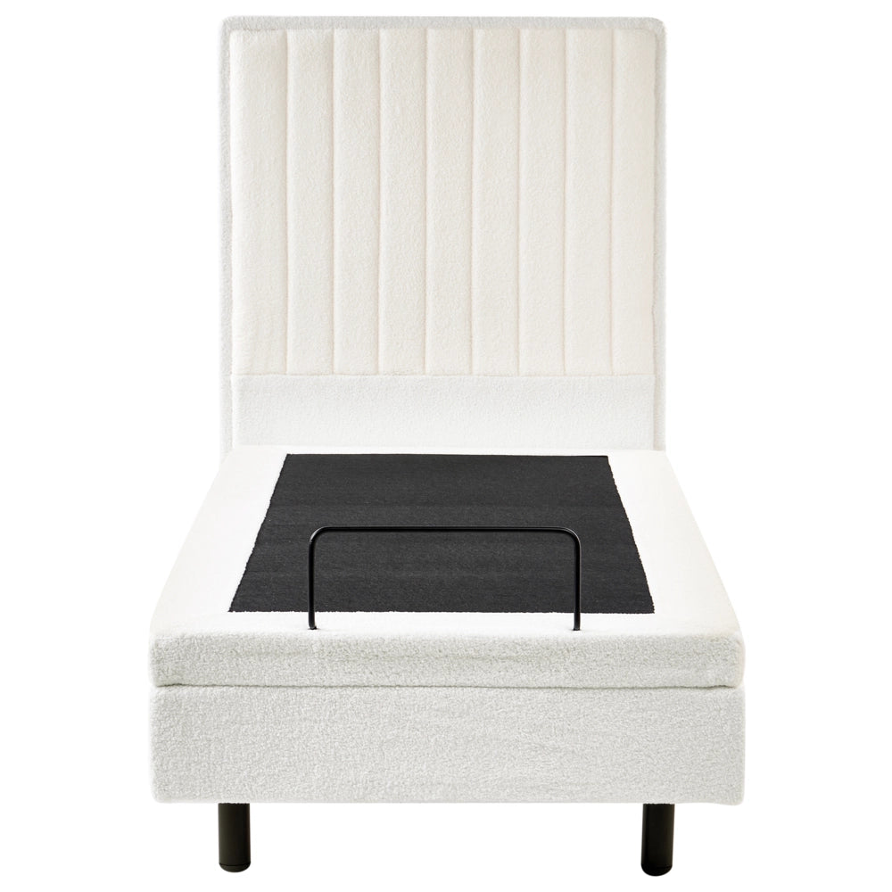 Letto singolo Tessuto bianco sporco regolabile Elettricamente con Telecomando 80 x 200 cm camera da letto cameretta