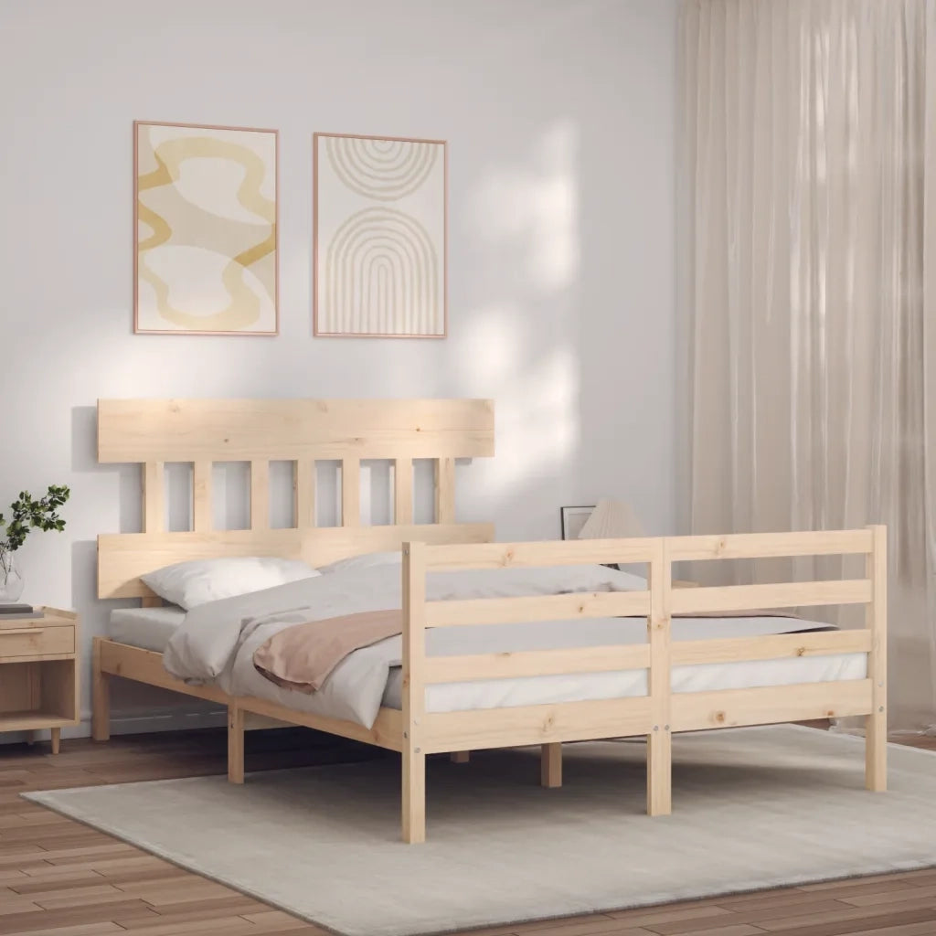 Giroletto con Testiera-Struttura Letto con testiera 140x200 cm in Legno Massello 272315