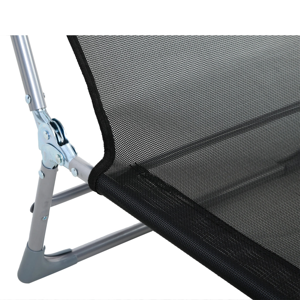 Sdraio Pieghevole con Schienale e Cuscino ¨C Zephmum ¨C Metallo Textilene Nero 182x56x28 cm