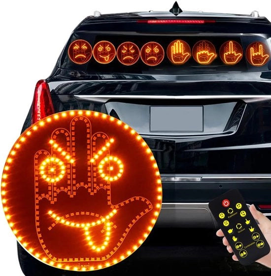 Luce di Dito e Lampada di Espressione - Lampada di Gestualità per Auto - Luce di Gestualità per Auto - Segnale LED per la Strada per Auto - 2 in 1 - Lampade di Espressione per Auto