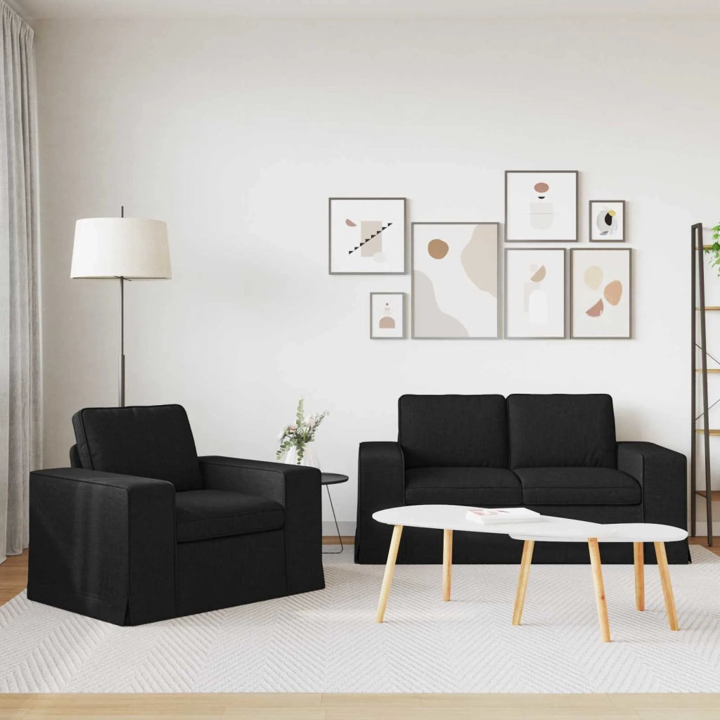 Set di divani 2 pcs Nero 162 x 80 x 82 cm Tessuto