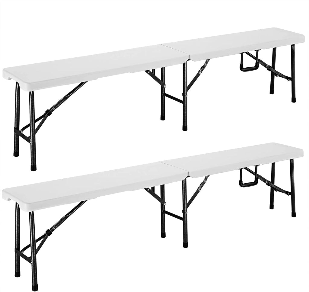 2X Panca Pieghevole da Giardino Stile Birreria 180 cm Panchina da Campeggio Panche Portatili