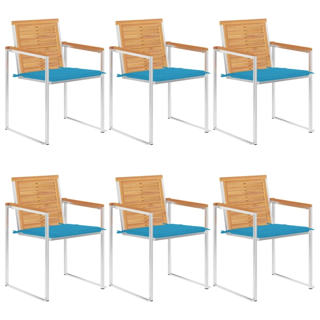 Sedie da Giardino con Cuscini 6 pz in Legno Massello di Teak cod mxl 8677