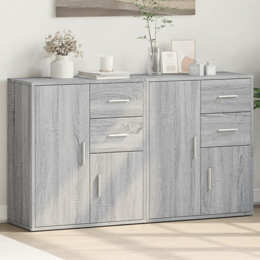 Credenze 2 pz | Madia | Buffet da pranzo | Armadio da pranzo Grigio Sonoma 60x31x70 cm in Legno Multistrato
