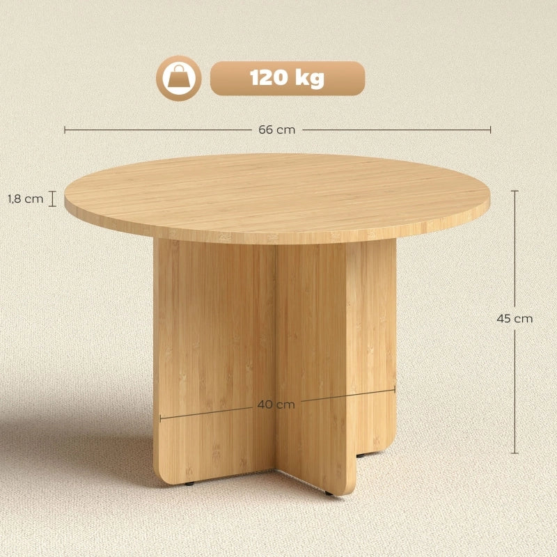 TAVOLO CAFFÈ Rotondo 66x66x45 cm Bambù Naturale