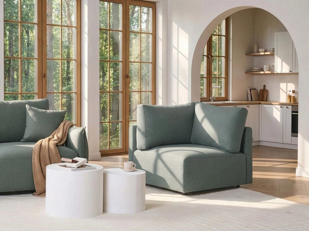 Modulo angolare sinistro Rivestimento in tessuto verde Divano a 1 posto Sezione Soggiorno in stile moderno