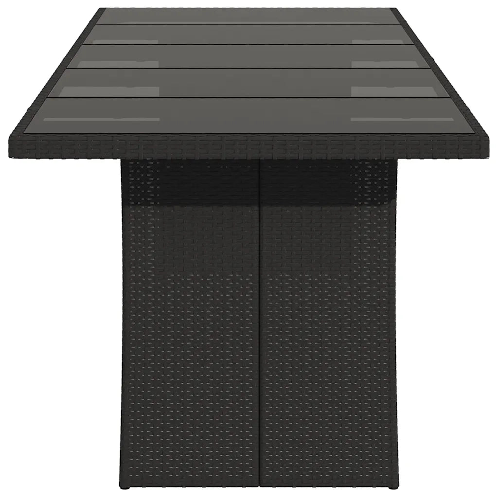 Tavolo da Giardino | Tavolino da esterno Piano in Vetro Nero 240x90x75 cm Polyrattan